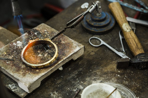 Jewelry making table with tools